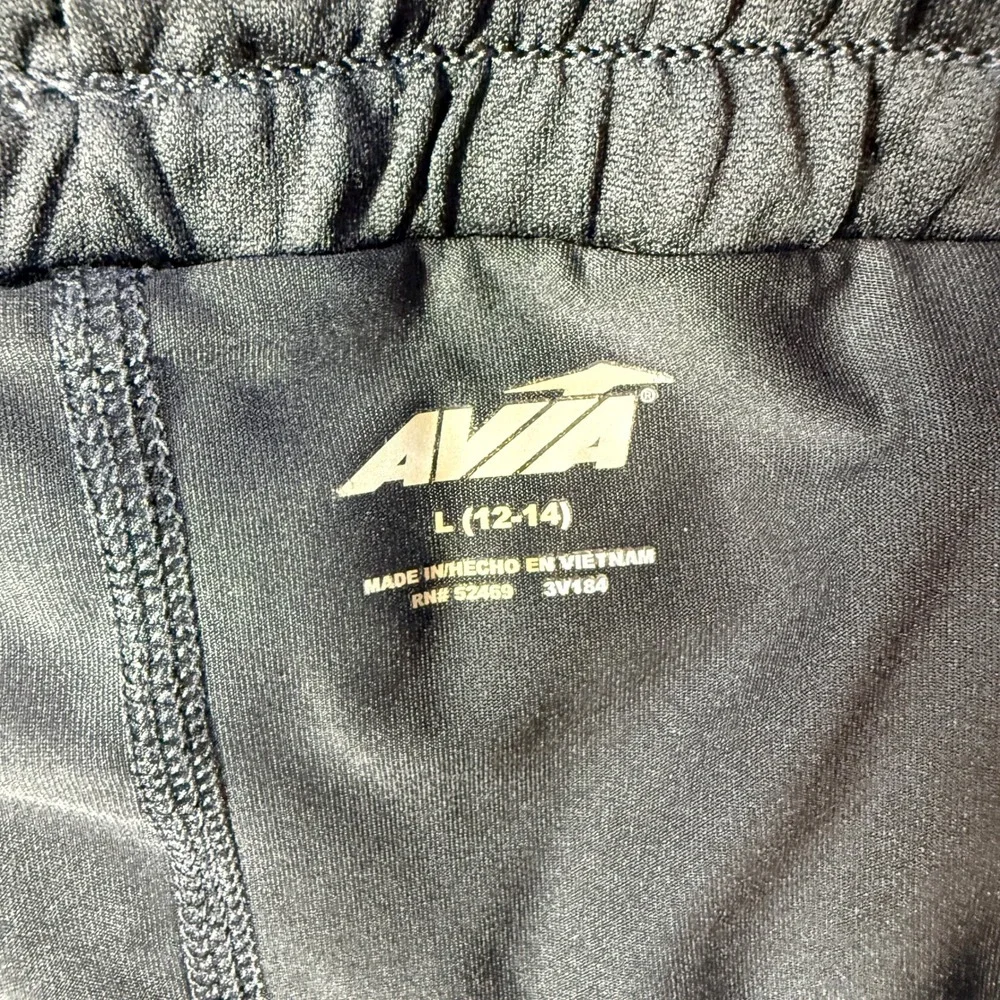 Avia 2-in-1 Running Shorts Zipper Pocket Black Large 12-14 Poly Blend Womens
